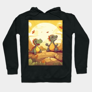 Adorable Cartoon Dinosaurs - Prehistoric Cuteness Unleashed Hoodie